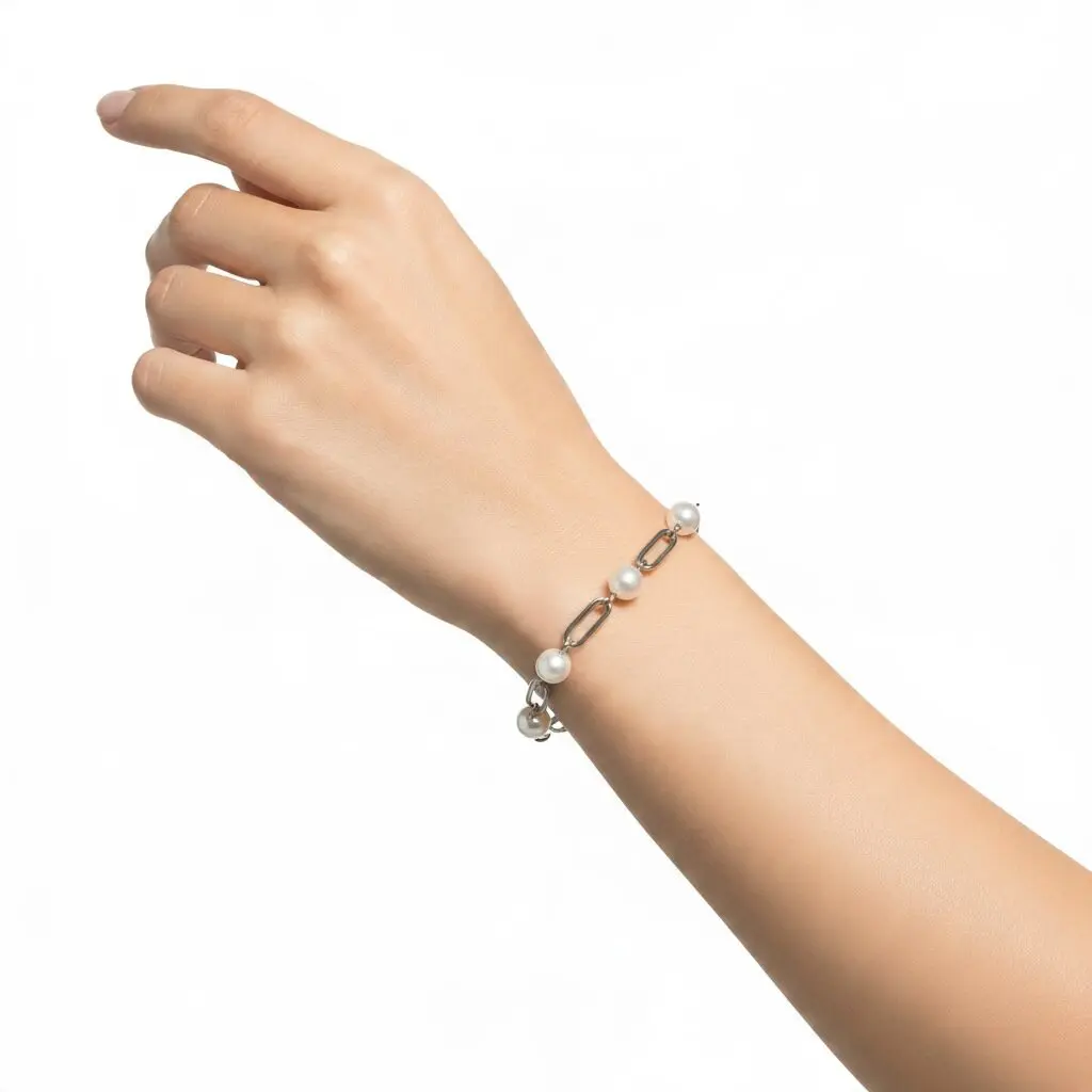 Silver n Pearl Bracelet
